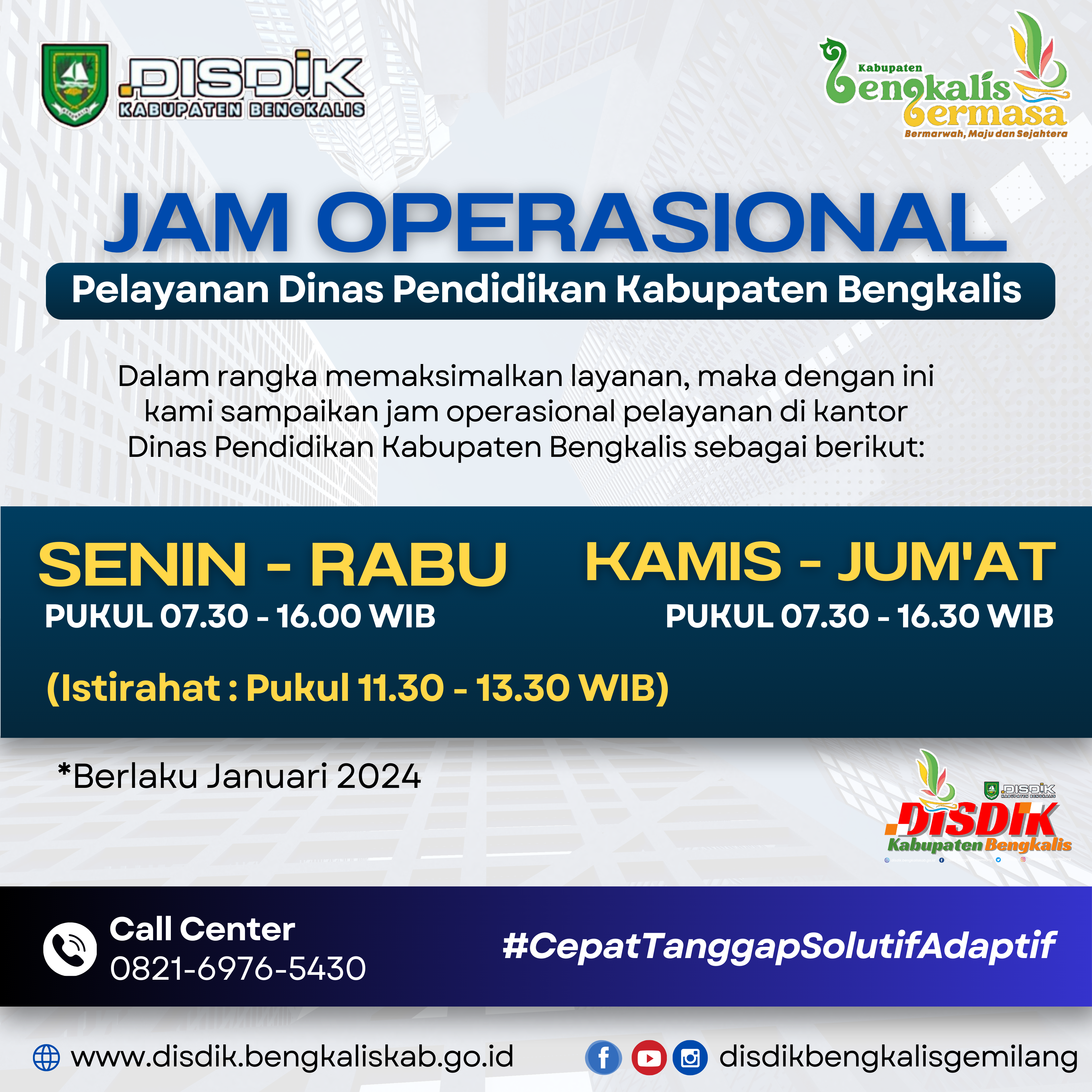 Jam operasional pelayanan disdik 