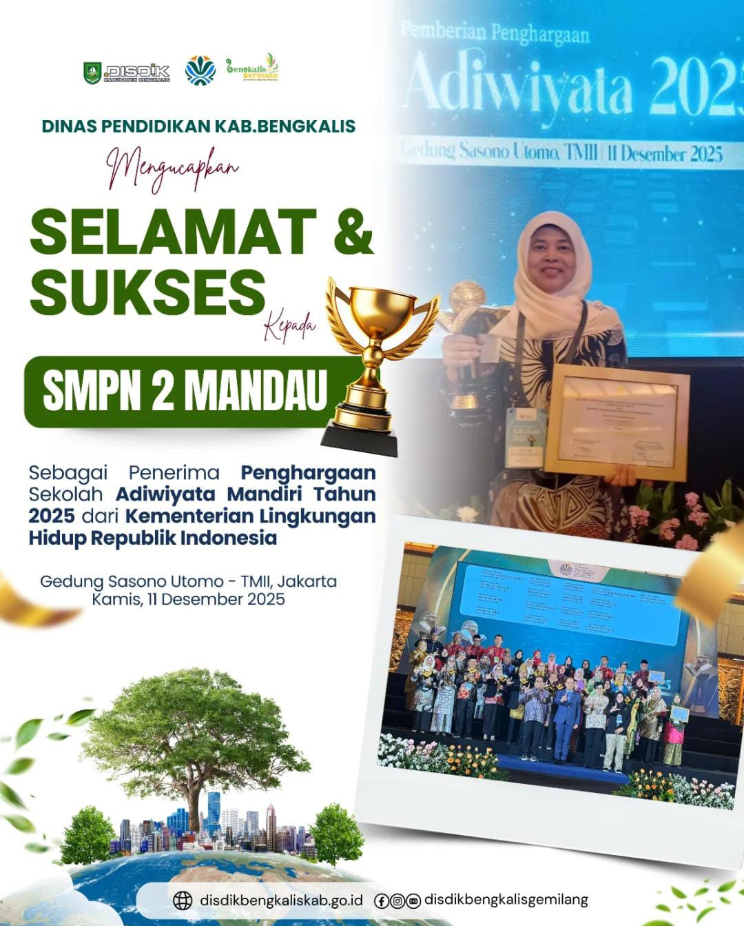 SMPN 2 Mandau Raih Penghargaan Adiwiyata Mandiri dari KLH RI 2025
