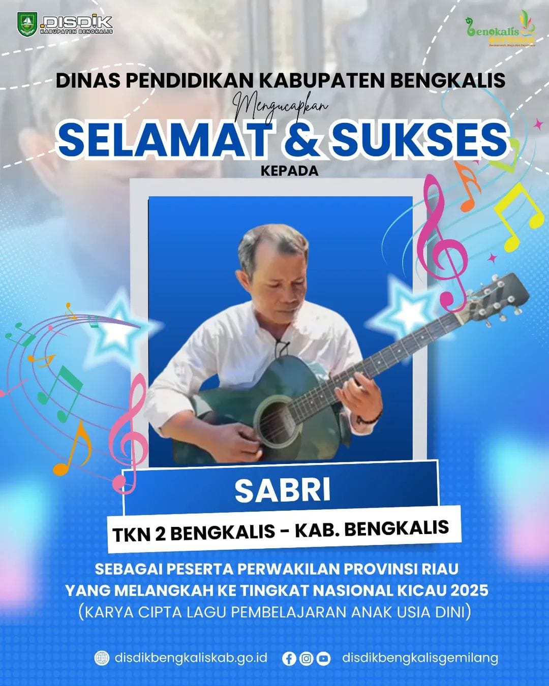 Tahniah Kepada Sabri Sebagai Perwakilan Provinsi Riau