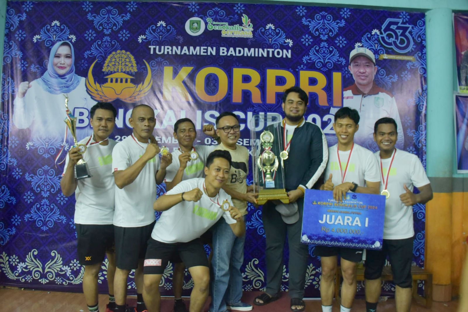 Disdik Juara, Turnamen Badminton Korpri Bengkalis Cup 2024 Resmi Berakhir