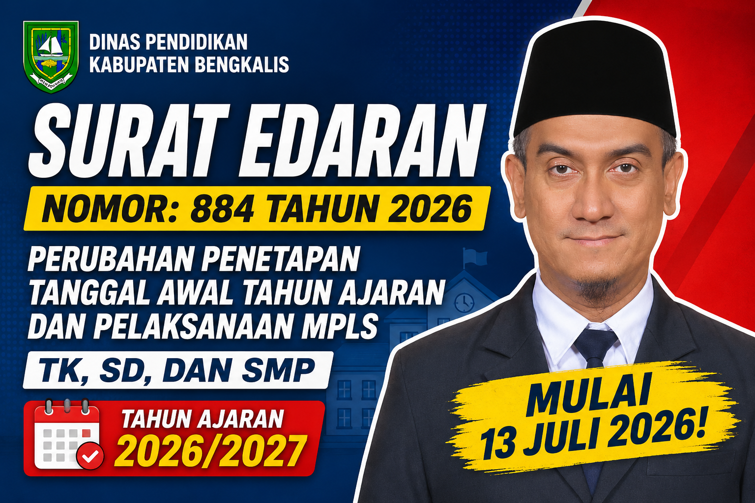 Disdik Bengkalis Terbitkan Surat Edaran Perubahan Awal Tahun Ajaran dan Pelaksanaan MPLS Tahun Ajaran 2026/2027