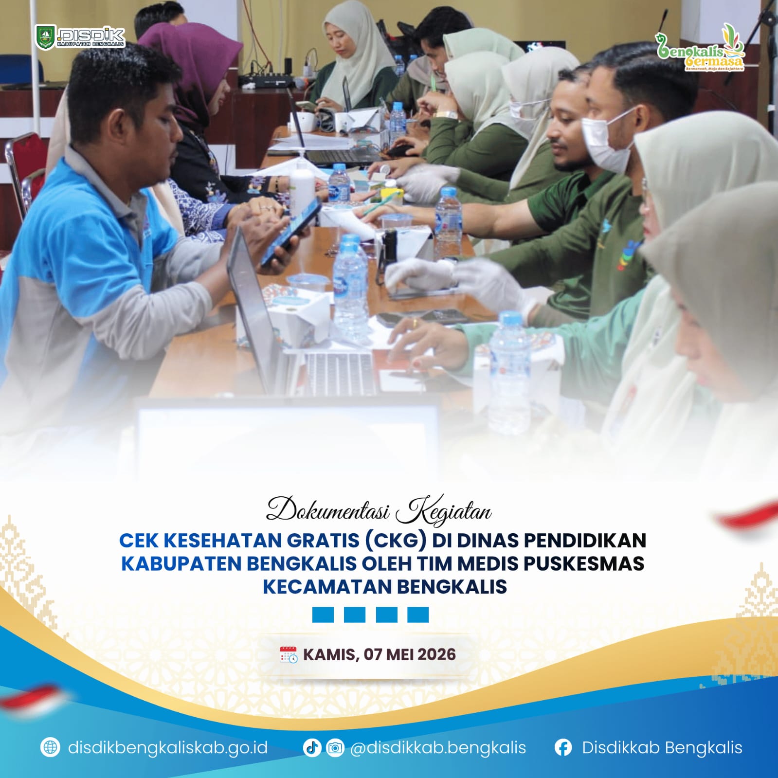 Dokumentasi Kegiatan Cek Kesehatan Gratis (CKG) di Dinas Pendidikan Kabupaten Bengkalis oleh Tim Medis Puskesmas Kecamatan Bengkalis